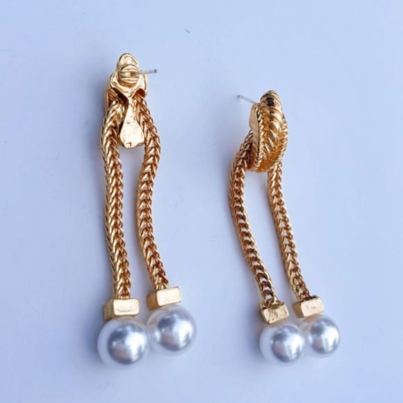 Double tassel drop pearl decor A18 - Picture 3 of 4